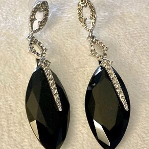 Art Deco onyx and rhinestone earrings